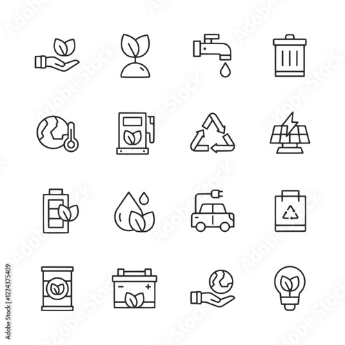 A set of icons for environmental issues