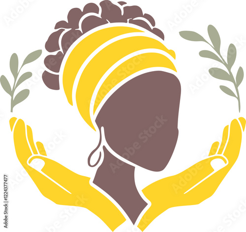 African woman with hands and branches