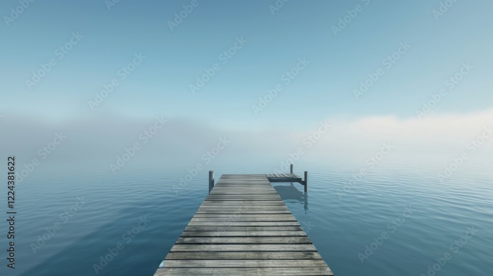 Obraz premium Serene Waters and Wooden Pier Evoking Peaceful Solitude