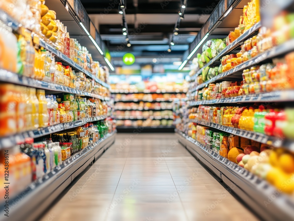 Fototapeta premium A large grocery store with aisles full of food