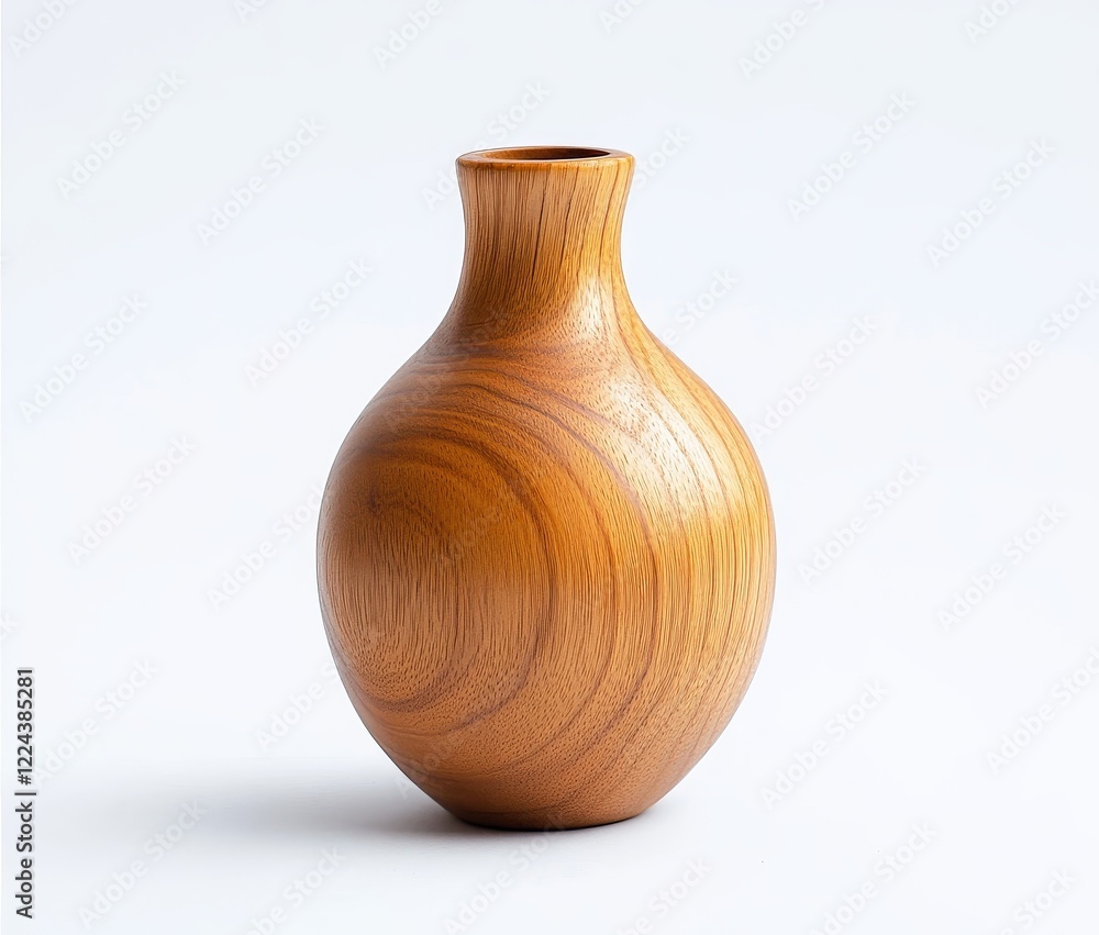 Round wooden vase on white background. Round wooden vase on white background.