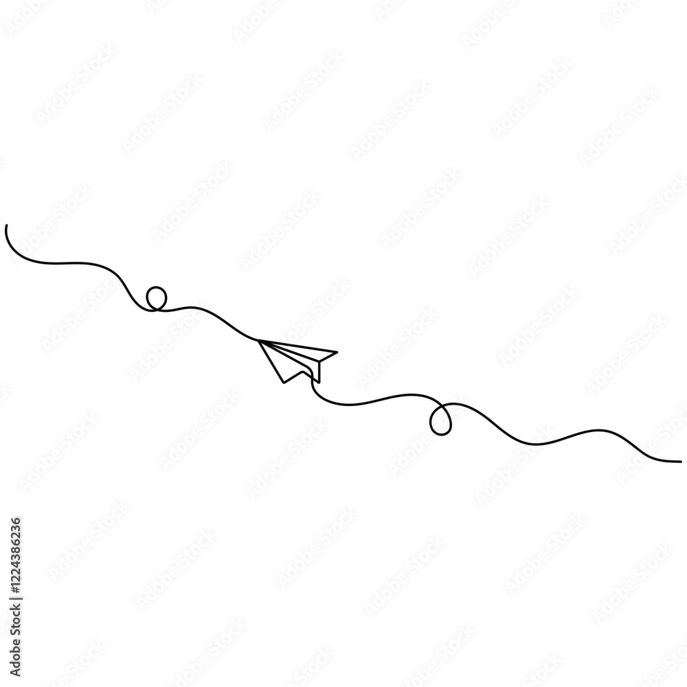 Fototapeta premium Paper plane icon continuous one line drawing outline vector illustration