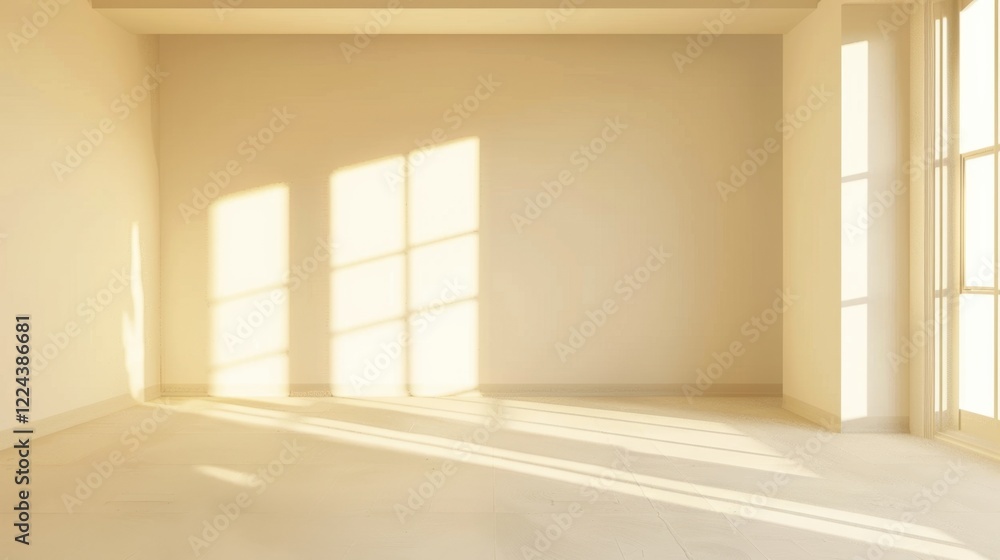 Bright and Inviting Empty Room with Warm White-Beige Walls Bright and Inviting Empty Room with Warm White-Beige Walls