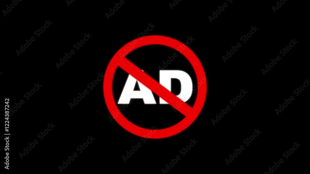 No Ad icon warning concept animation,ads block .not allow ads concept.No Ads and Pop-Up Animation, No Ad icon warning concept animation,ads block .not allow ads concept.No Ads and Pop-Up Animation,