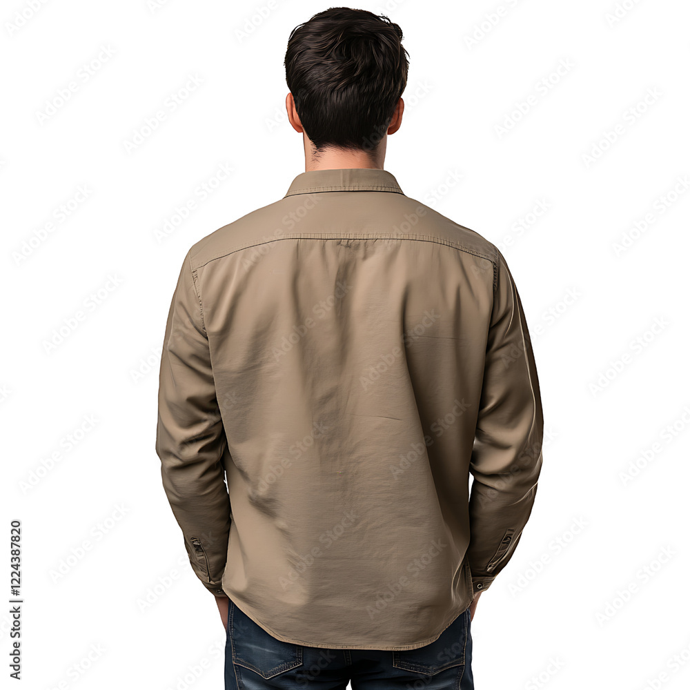 Man in a beige black, back view, isolated on a transparent background. Man in a beige black, back view, isolated on a transparent background.