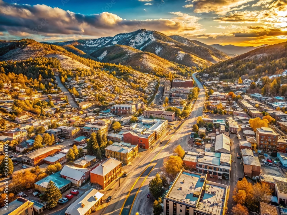Aerial View Retro Park City Utah Street Map Vintage Cityscape Drone Photography Aerial View Retro Park City Utah Street Map Vintage Cityscape Drone Photography