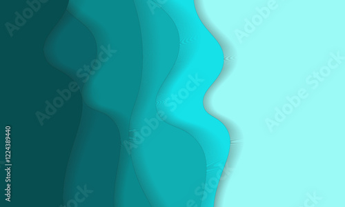 Abstract gradient waves in blue and turquoise tones create a serene and modern design. This minimalist artwork is perfect for backgrounds, presentations, or calming visual designs.