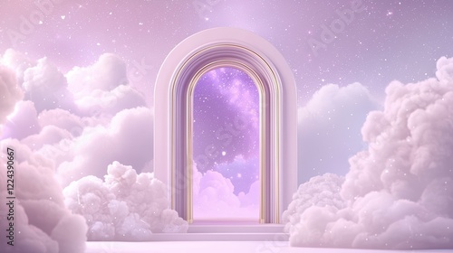 Neon Fantasy Portal Golden neon frame showcasing a portal to a celestial realm with swirling nebulae and twinkling stars, ethereal, awe inspiring scene