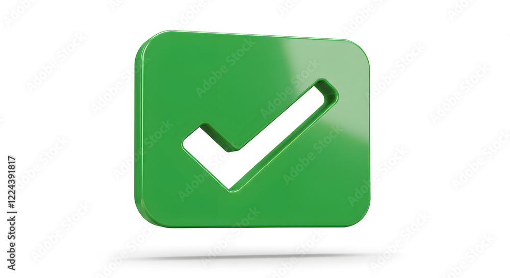 Green Check Mark 3D Icon Approved Button isolated on white background. Generative AI Green Check Mark 3D Icon Approved Button isolated on white background. Generative AI