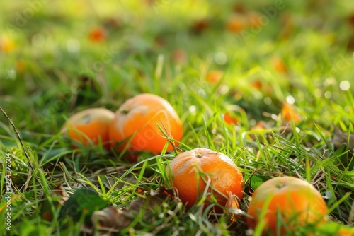 Wallpaper Mural Fallen Oranges Among Grass Highlighting Natural Harvest and Life Cycles Torontodigital.ca