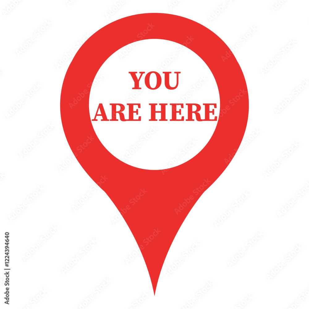 Map pin icon with you are here text, you are here sign icon mark, you are here pin map location icon vector in trendy flat style illustration isolated on white background. Map pin icon with you are here text, you are here sign icon mark, you are here pin map location icon vector in trendy flat style illustration isolated on white background.