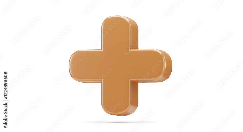 Fototapeta premium 3D Rendered Orange Plus Sign Symbol isolated on white background. Generative AI