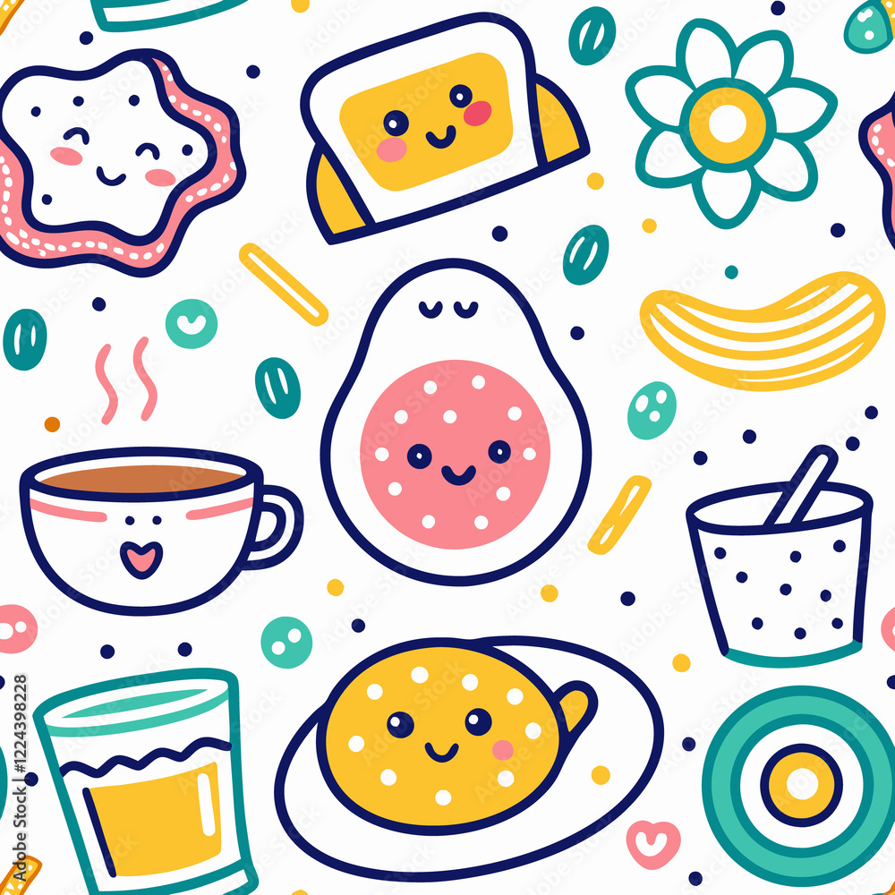 Cute breakfast food seamless pattern. (9) Cute breakfast food seamless pattern. (9)