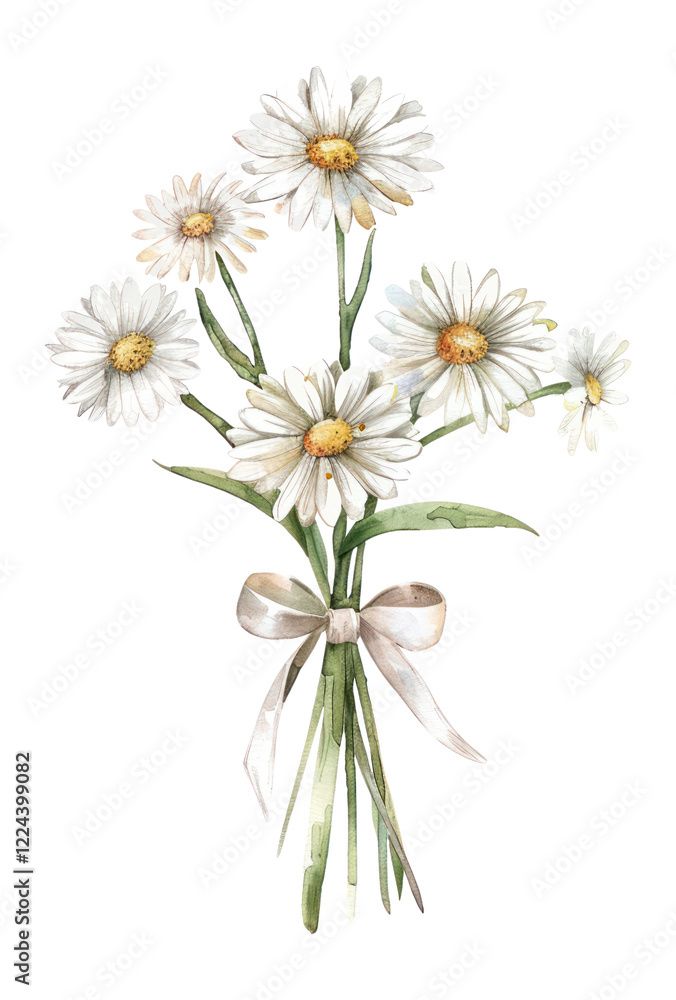 Fototapeta premium PNG Daisy bouquet watercolor flower white.