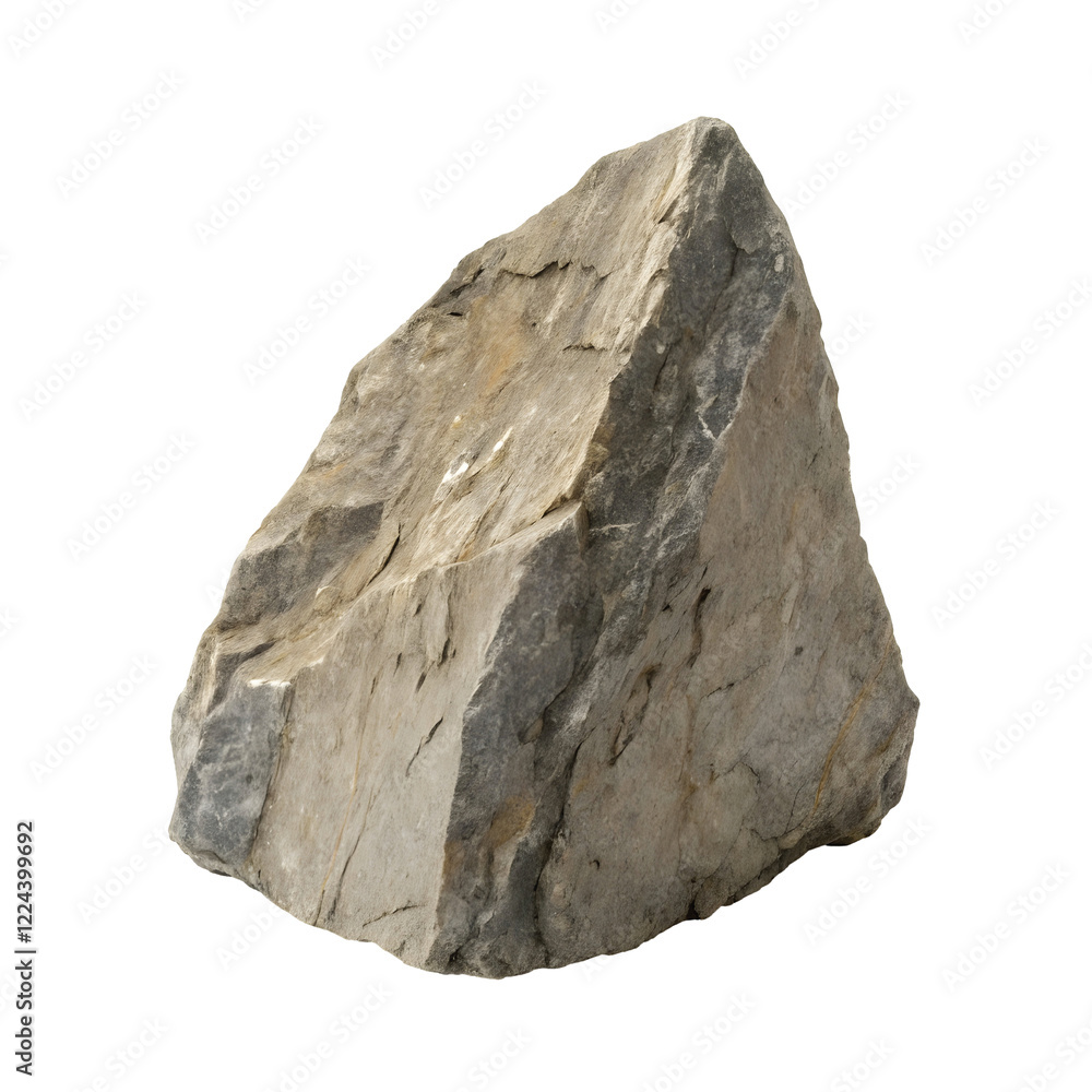Obraz premium Gray Triangular Rock: A sharp-edged gray triangular rock with a smooth surface and natural texture. Perfect for landscaping, crafts, or geology displays. Cut out.