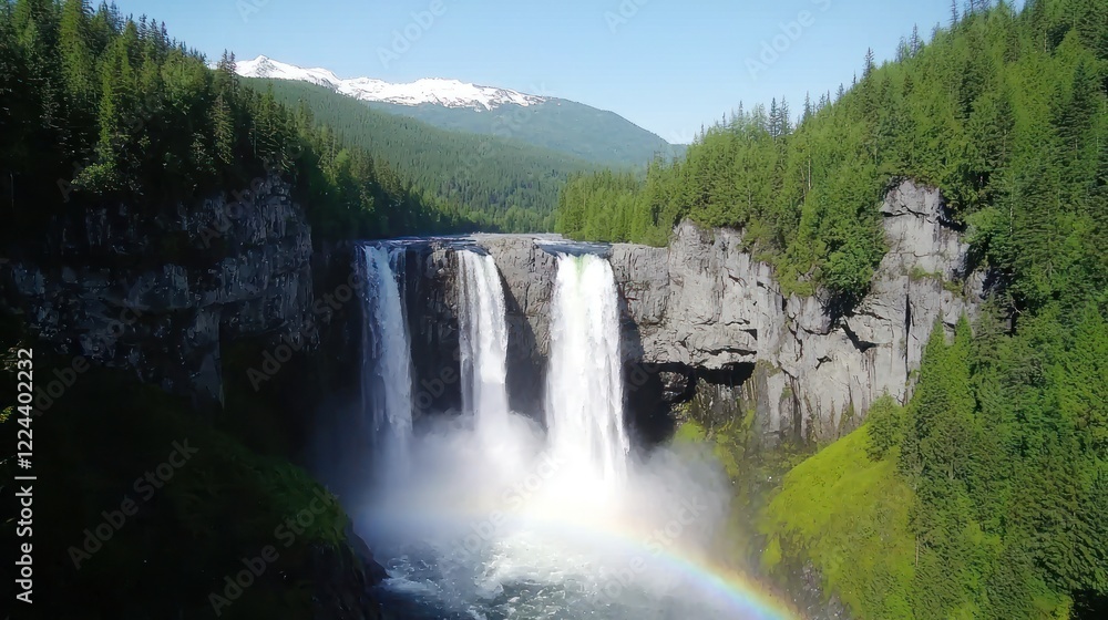 Fototapeta premium Majestic Waterfall with Rainbow
