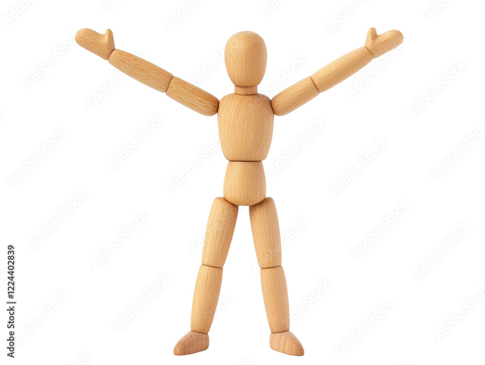 Isolated Wooden Mannequin with Arms Wide Open Isolated Wooden Mannequin with Arms Wide Open