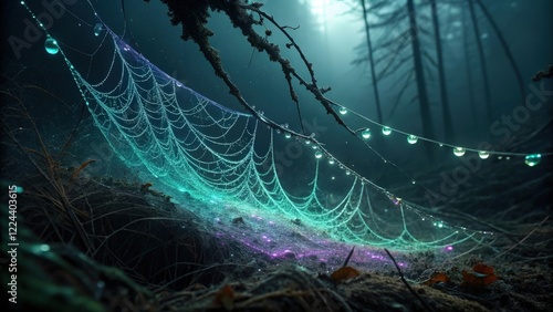 spider web with dew drops