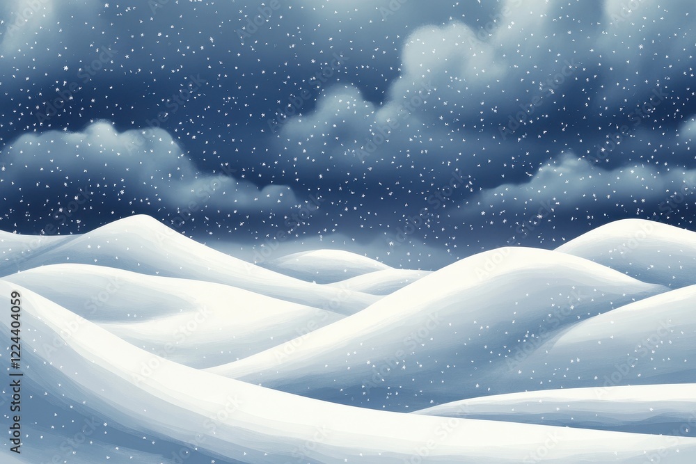 Fototapeta premium Snowy Hills Under a Winter Sky