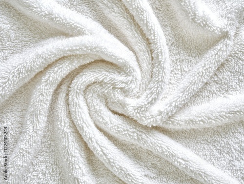 Soft, white towel texture. Swirled fabric background.