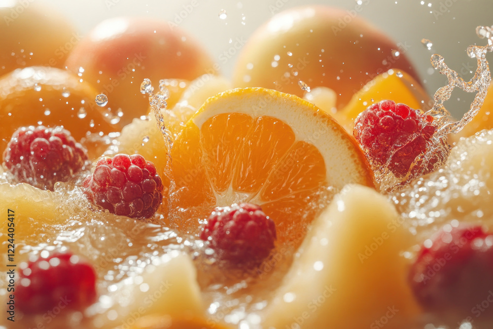 Oranges and cranberries being splashed with water, creating a vibrant and refreshing image of freshness and color. Oranges and cranberries being splashed with water, creating a vibrant and refreshing image of freshness and color.