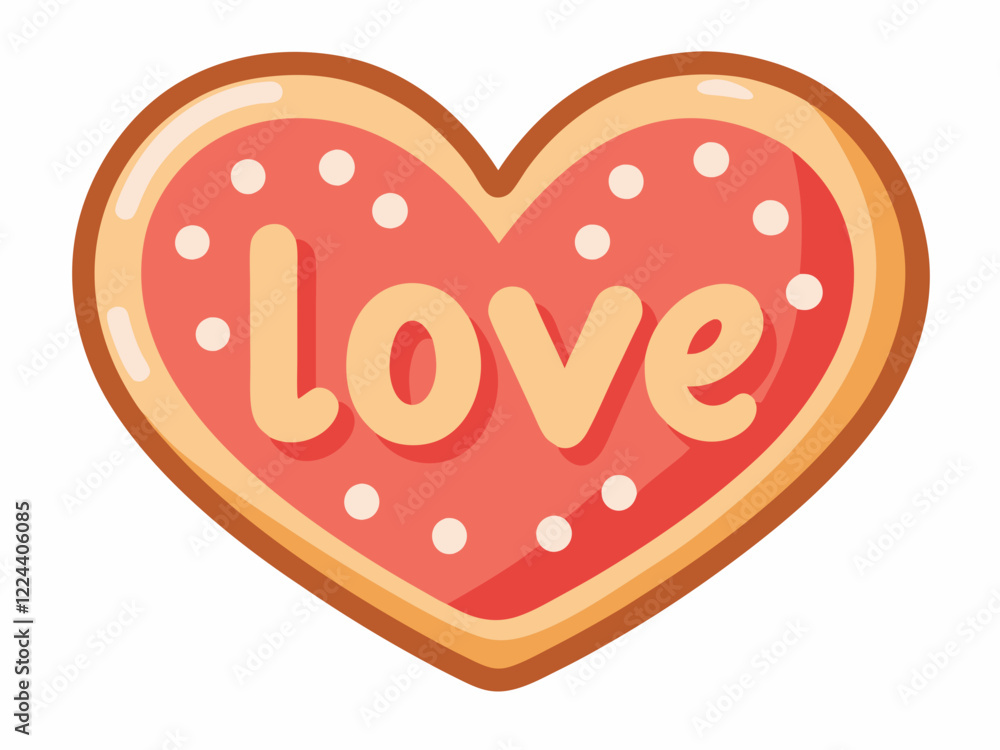 heart shaped cookie with word LOVE isolated on white background. heart shaped cookie with word LOVE isolated on white background.