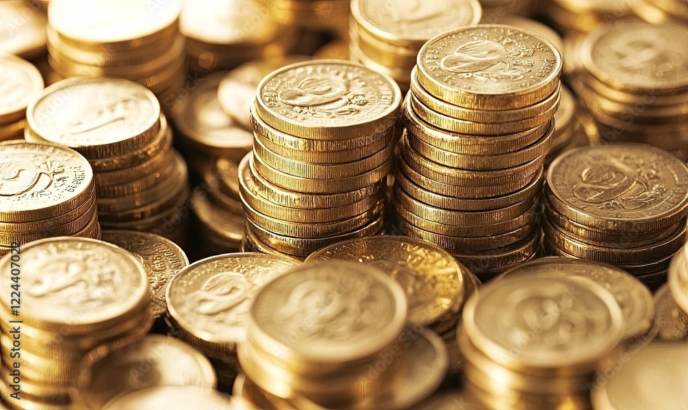 Stacks of gold coins, close-up, wealth and investment concept Stacks of gold coins, close-up, wealth and investment concept