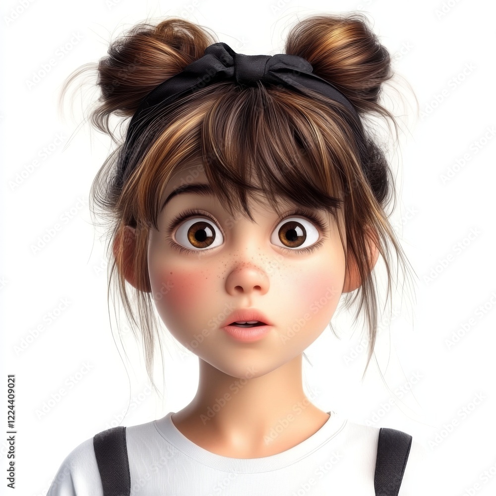 Captivating animated character portrait digital art studio close-up youthful emotion