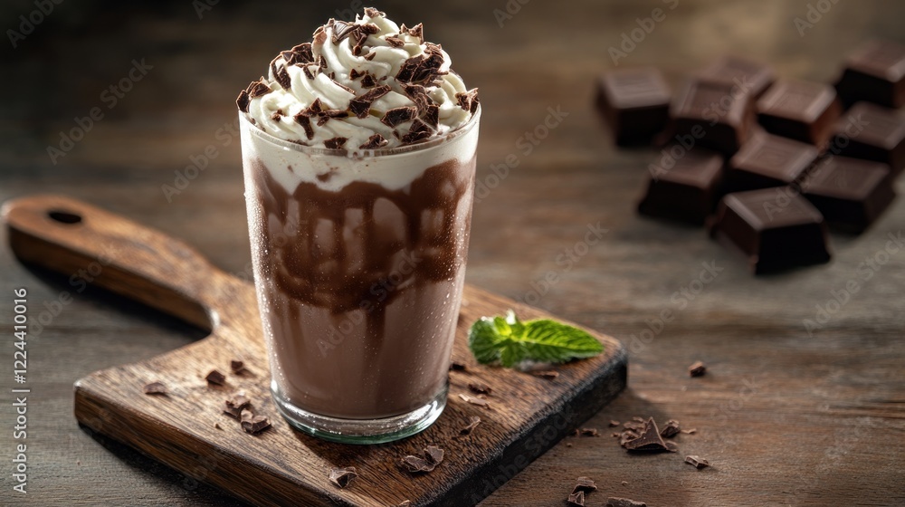 Indulgent Chocolate Milkshake with Whipped Cream and Chocolate Shavings Indulgent Chocolate Milkshake with Whipped Cream and Chocolate Shavings