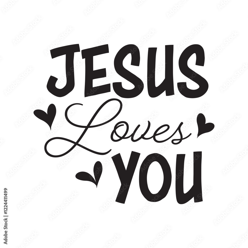 Obraz premium Jesus loves you, Bible Verse for print or use as poster, card, flyer, book cover or T Shirt