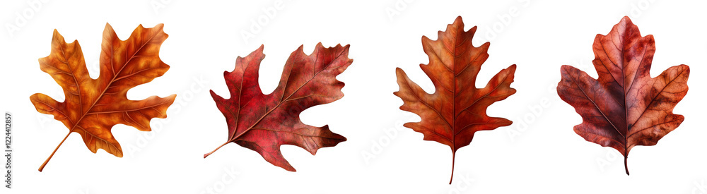 An image showcasing four autumn leaves in various shades of orange and red against a black background. An image showcasing four autumn leaves in various shades of orange and red against a black background.