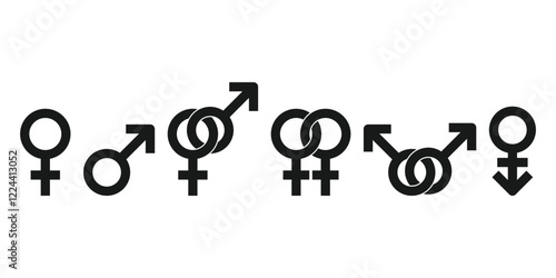 Gender symbol icon set. Different type of gender symbol. Gender Identity.