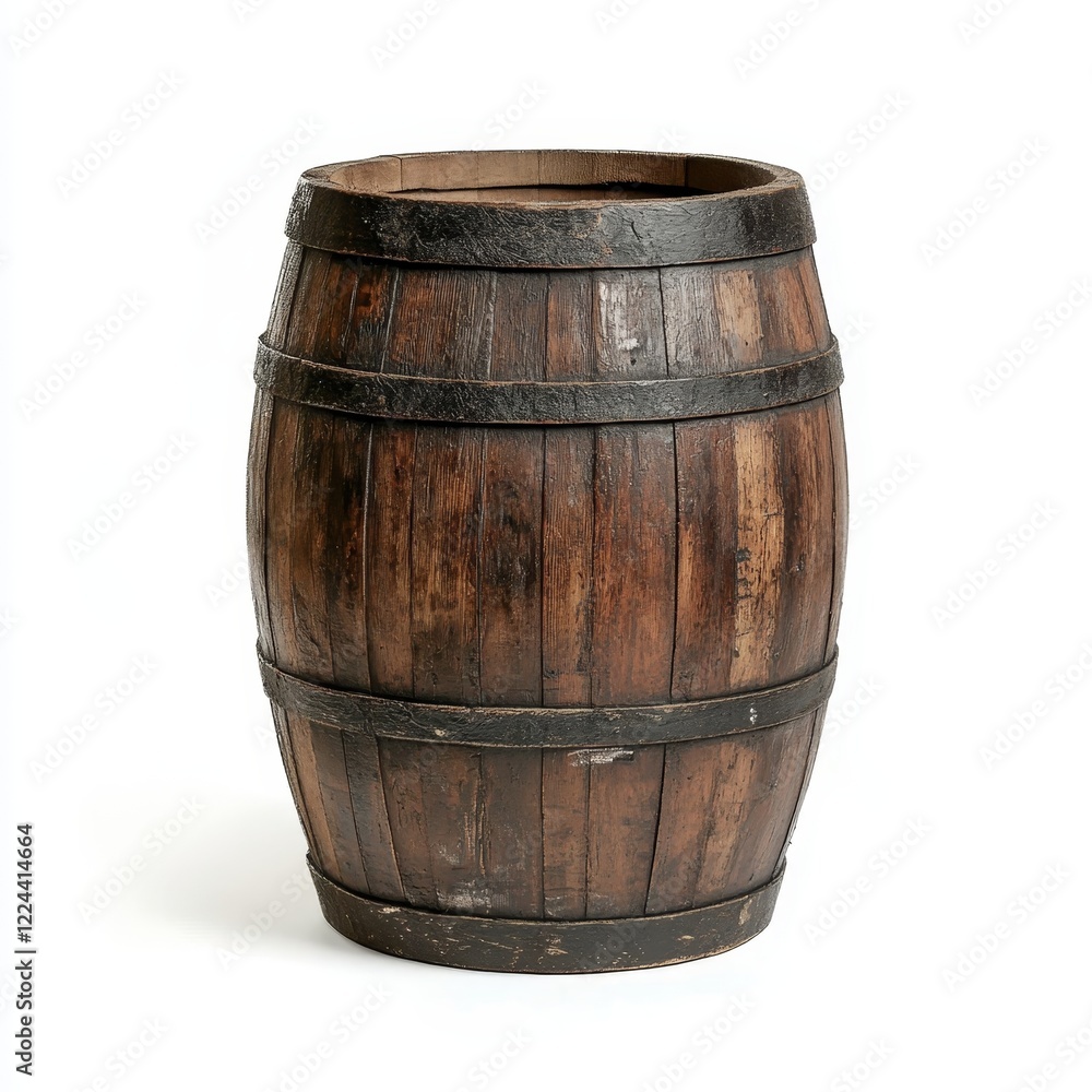 Rustic wooden barrel isolated on white background. Rustic wooden barrel isolated on white background.