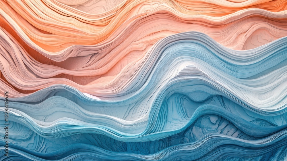 Obraz premium Abstract Waves of Serenity: A Digital Art Piece