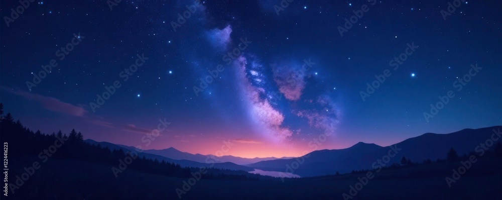 Fototapeta premium Softly glowing starry scene with subtle texture, night sky, peaceful