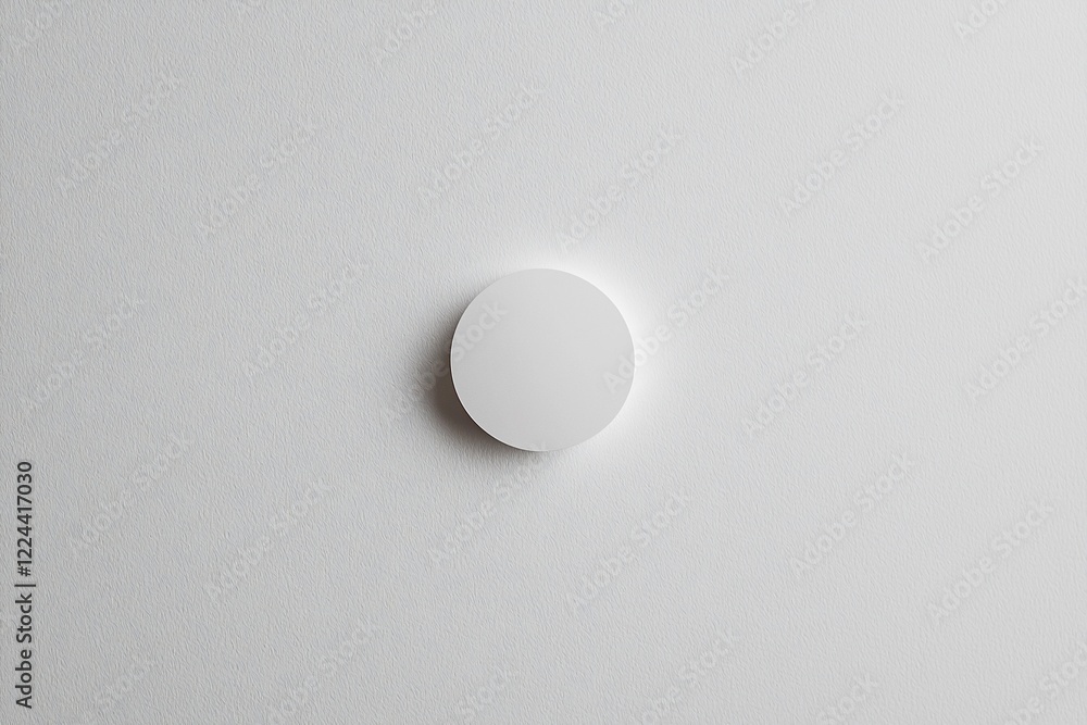 Minimalistic white circular object on a smooth surface with soft lighting, creating a serene ambiance Minimalistic white circular object on a smooth surface with soft lighting, creating a serene ambiance