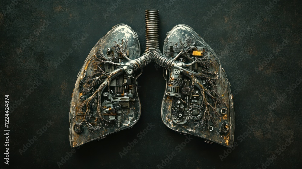 Fototapeta premium Cybernetic Lungs: A Fusion of Nature and Technology