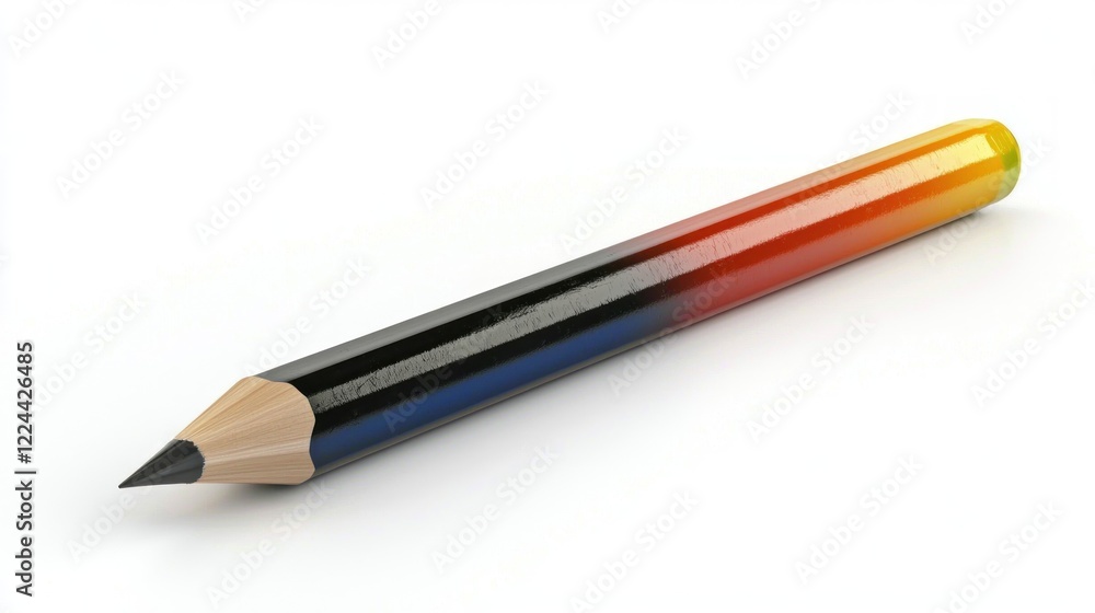 Colorful pencil, studio shot, white background, design element Colorful pencil, studio shot, white background, design element