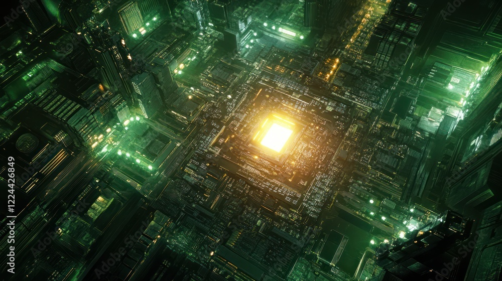Cyberpunk Cityscape: Futuristic Digital Metropolis