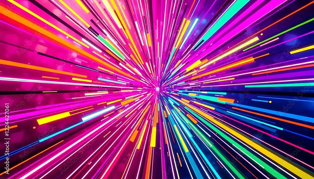 Abstract Colorful Lines Radiating From Center Abstract Colorful Lines Radiating From Center