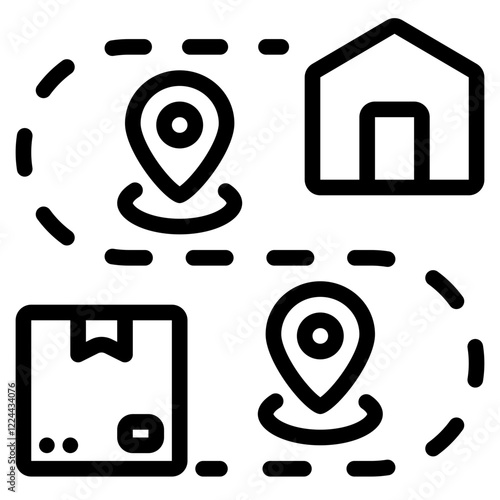Route Icon in Line Style Suitable for Web, Apps, Presentation, or Printable Meanings	