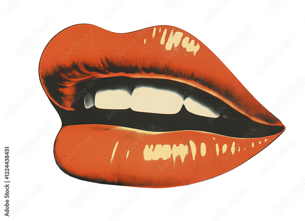 Obraz premium mouth collage art, vintage old illustration, cutout png