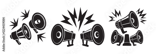 Vector illustration of speakers with an announcement industrial announcement speaker
