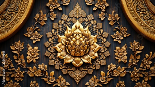 Traditional art gallery intricate golden lotus relief and its cultural significance