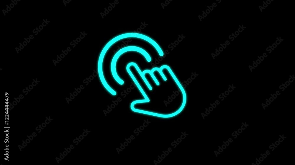 Hand touchscreen icon isolated animation on background with alpha channel.Screen click icon animation . Hand touchscreen icon isolated animation on background with alpha channel.Screen click icon animation .