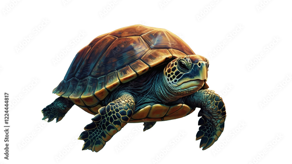 Obraz premium Closeup of a turtle walking on alpha channel