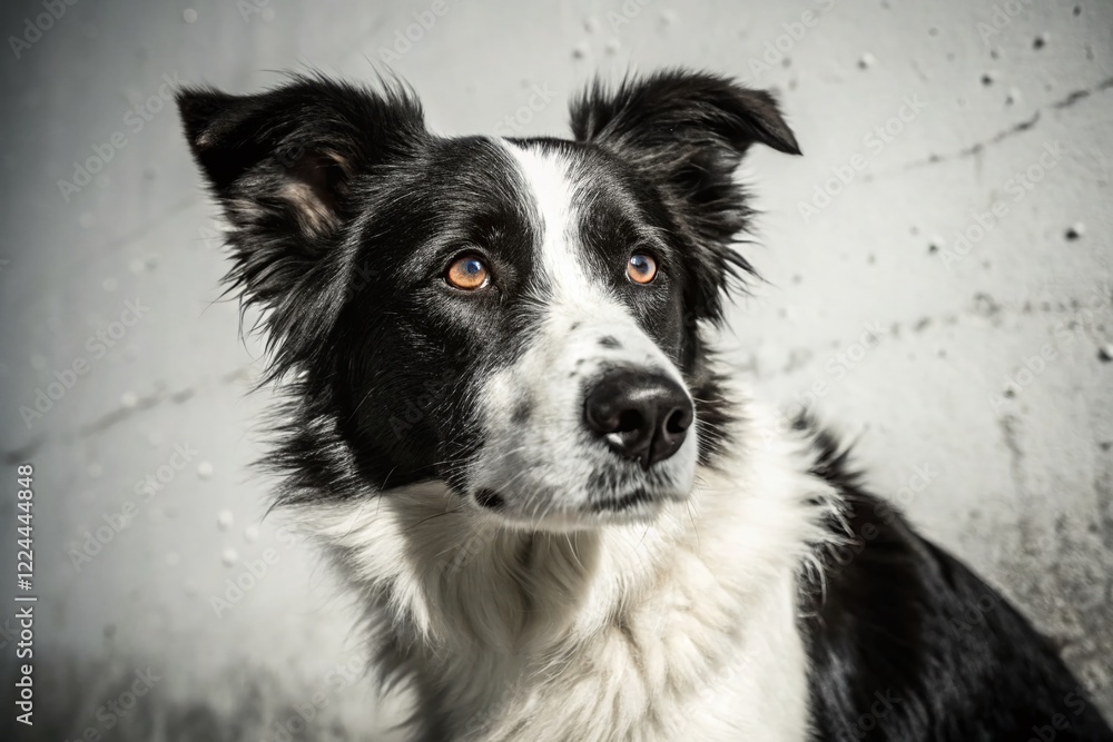 Fototapeta premium Black and White Dog Portrait: Isolated Studio Shot, Pet Photography