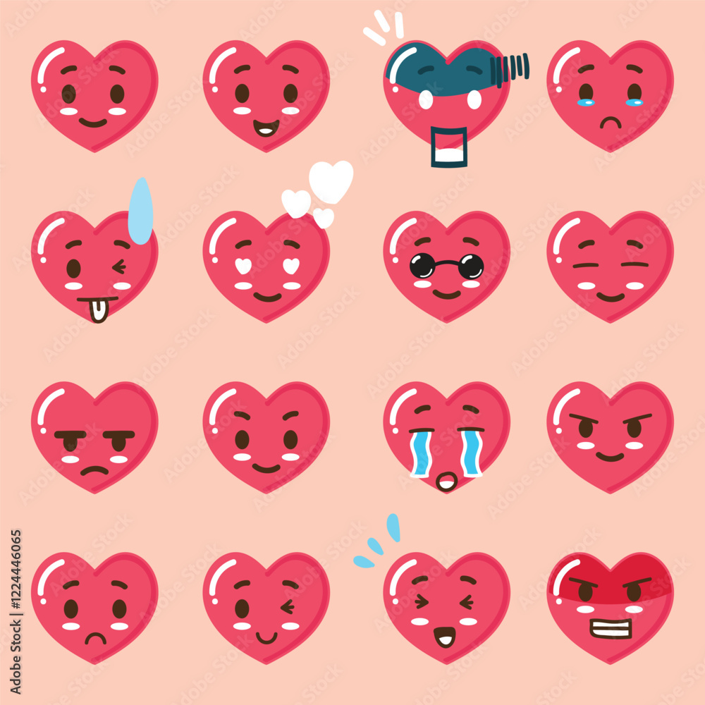 Fototapeta premium a love-shaped emoticon set for design element or emoji project