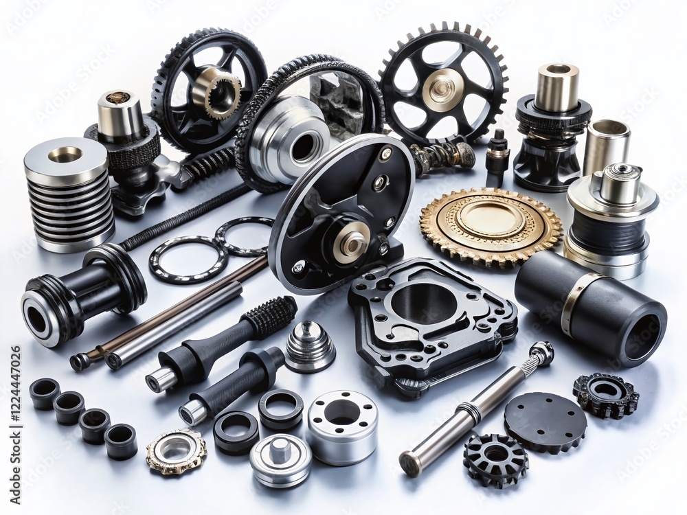 Black Car & Motorcycle Parts: High-Quality Stock Photo of Essential Components Black Car & Motorcycle Parts: High-Quality Stock Photo of Essential Components