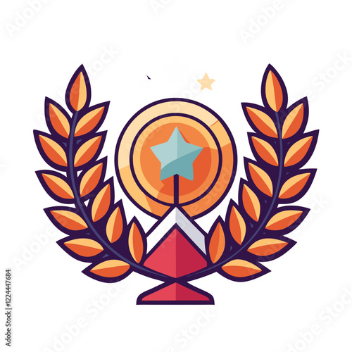A vibrant representation of success featuring a laurel wreath surrounding a star trophy. This symbol encapsulates the essence of victory, achievement, and recognition in competitions